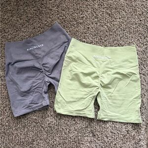 Alphalete Women's Dual-Tone Bike Shorts - Gray and Light Green